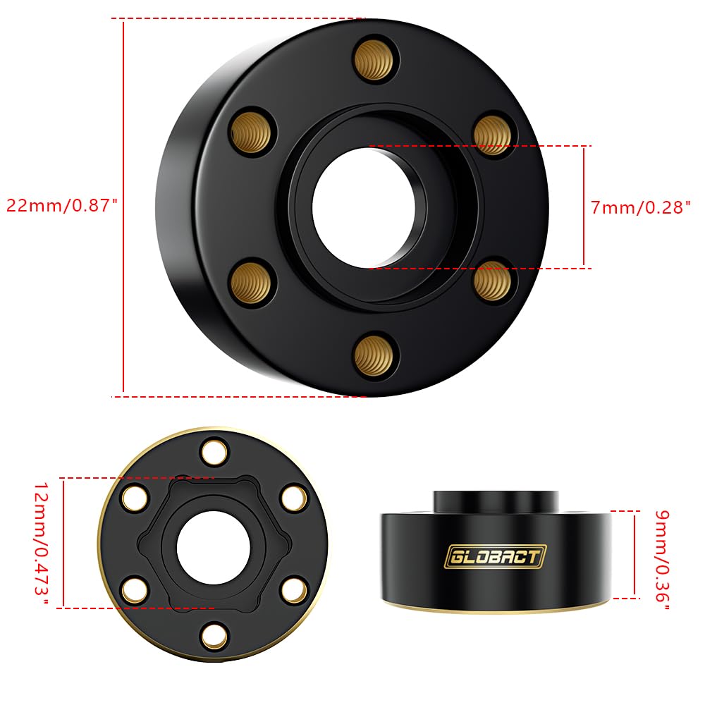Globact Brass Weights 12Mm Hex Hub Extended Wheel Hex Hubs 78G Counterweight For 1/10 Trx4 Trx6 Axial Scx10 Ii Iii Redcat Gen7 G