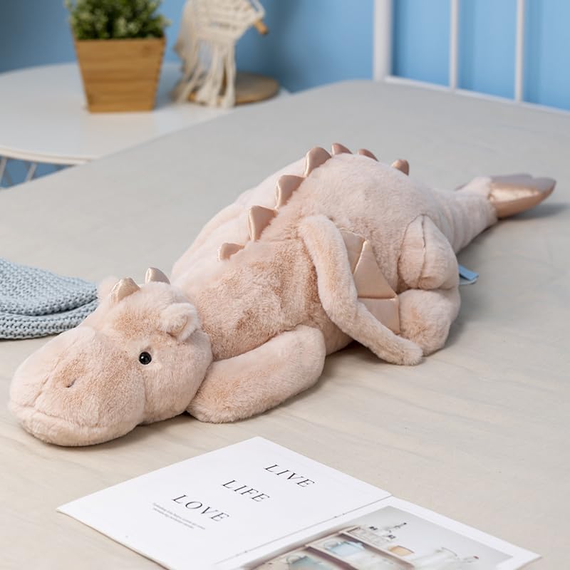 Leahaoe Giant Dragon Stuffed Animal, Soft Dragon Plush Toy, 51.2'' 7Lbs Pink Weighted Stuffed Dragon For Kids And Adults