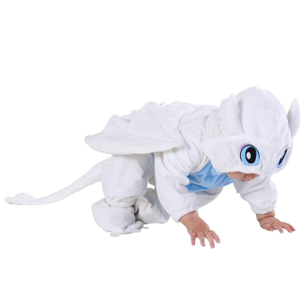 Hsctek Toddler Dragon Costume, Baby How To Train Your A Dragon Cosplay Newborn Boys Girls, Infant Halloween Onesie Costume 2-3T, White