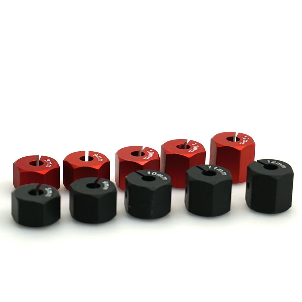 QUE-T Aluminum 8mm Thickness 12mm Wheel Hex Drive Adaptors with Pins & Screws for Most of 1/10 RC Crawler Car Black
