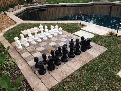 Megachess Large Premium Chess Pieces Complete Set With 16 Inch Tall King - Black And White