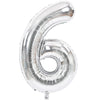 TONIFUL 40 Inch Number 6 Helium Balloon, Silver Foil Mylar, Birthday Party Supplies, Model 8GCP