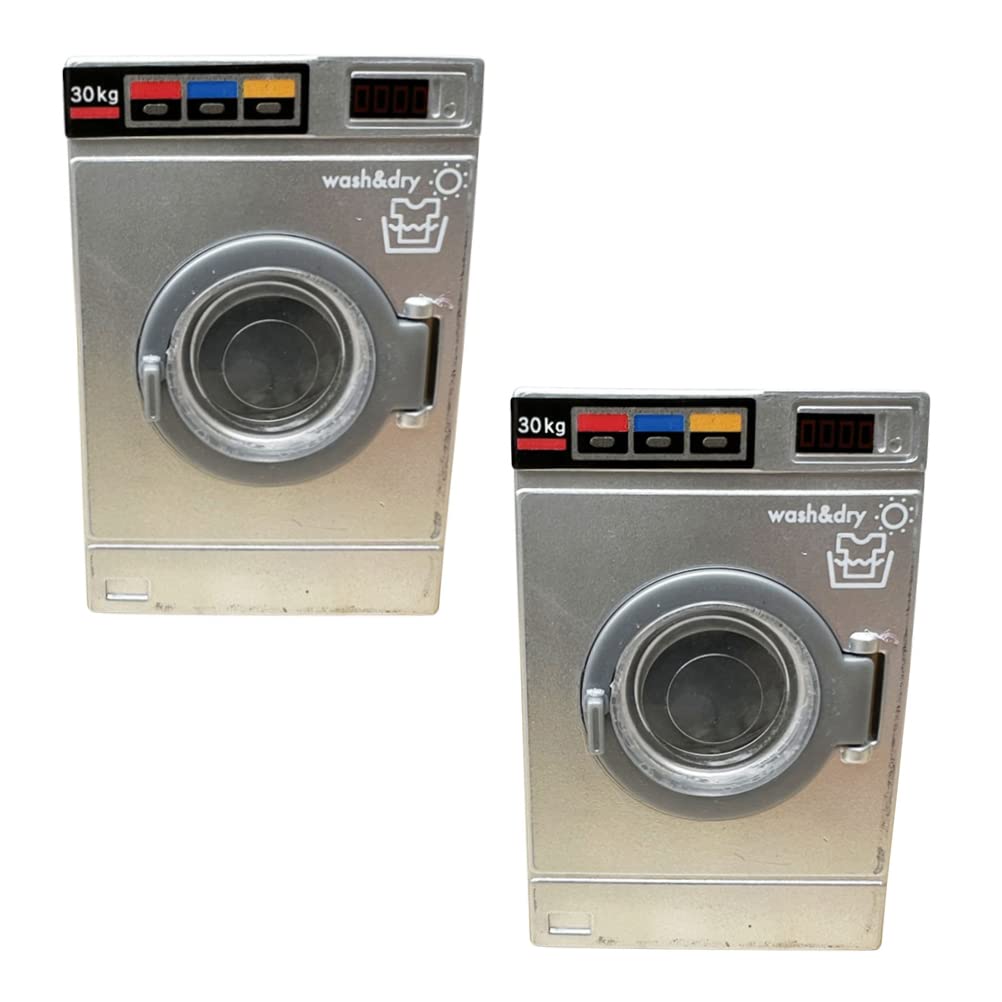 Logofun 2Pcs Dollhouse Washing Machines 1:24 Scale Miniature Washer Dryer Model Laundry Cloth Washer Furniture Dollhouse Decoration Accessories - 2.09X1.39X1.10In