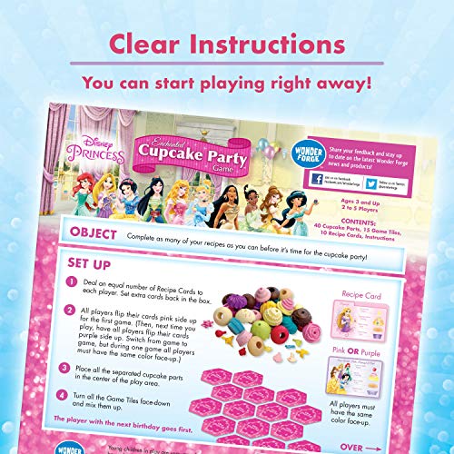 Wonder Forge Disney Princess Enchanted Cupcake Party Game - Exciting Matching Game | Fun For Kids & Adults | Ideal For Disney Princesses Enthusiasts | Two Game Modes | Gaming Experience
