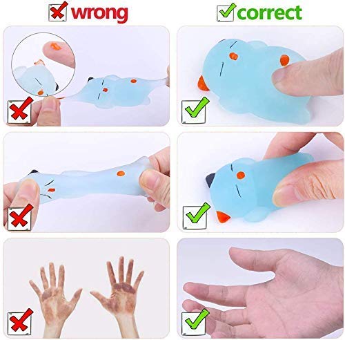 Leehur Mochi Glitter Squishies 20Pcs Glow In The Dark Animals Squishy For Kids Party Favors Squeeze Sensory Toys Kawaii Easter Egg Fillers Basket Stocking Stuffers Goodie Bag Classroom Prizes(Random)
