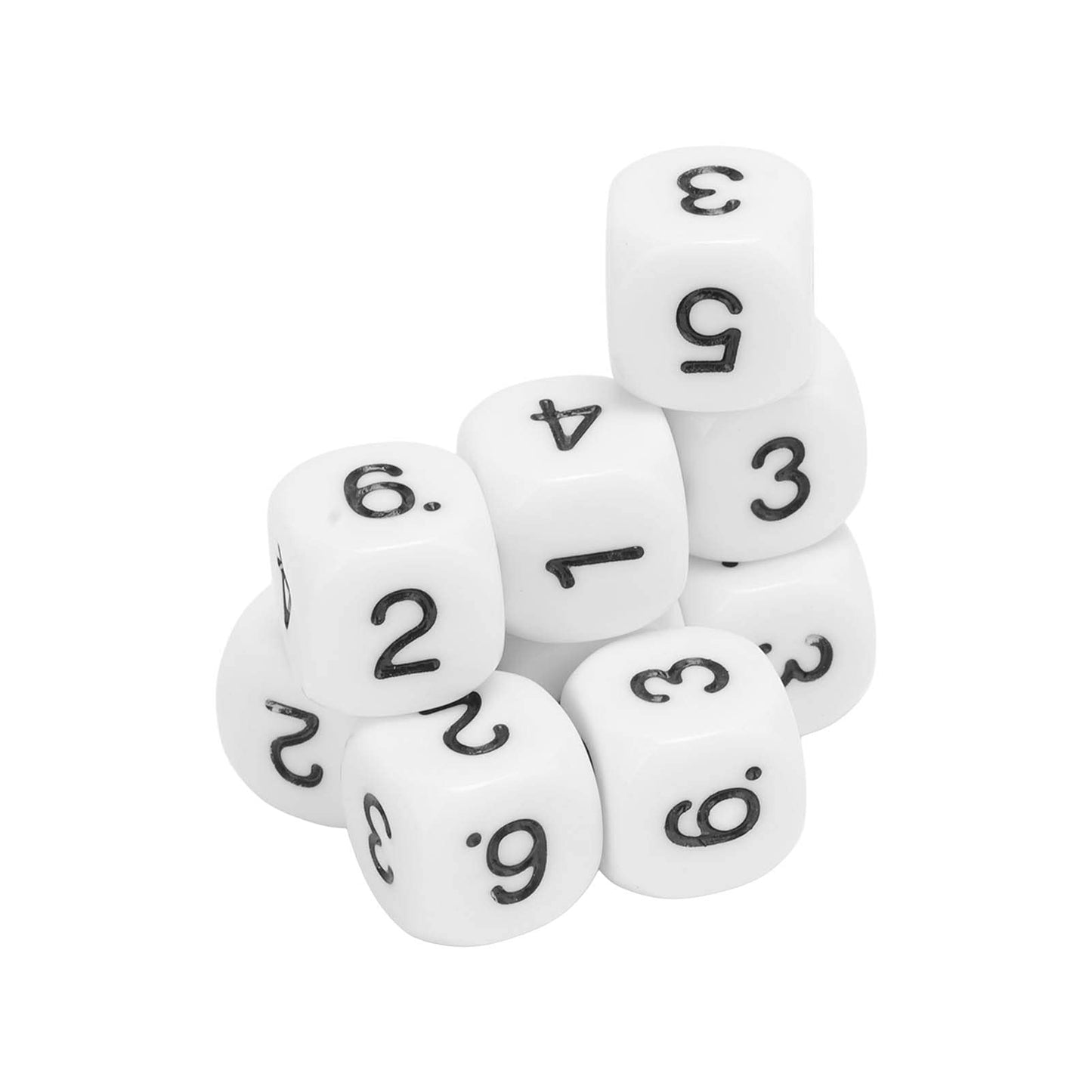 Number Dice, 20Pcs Plastic 6 Sided Game Dice 16Mm Round Corner Polyhedral Dice Set For Numeral Teaching Board Games (White)