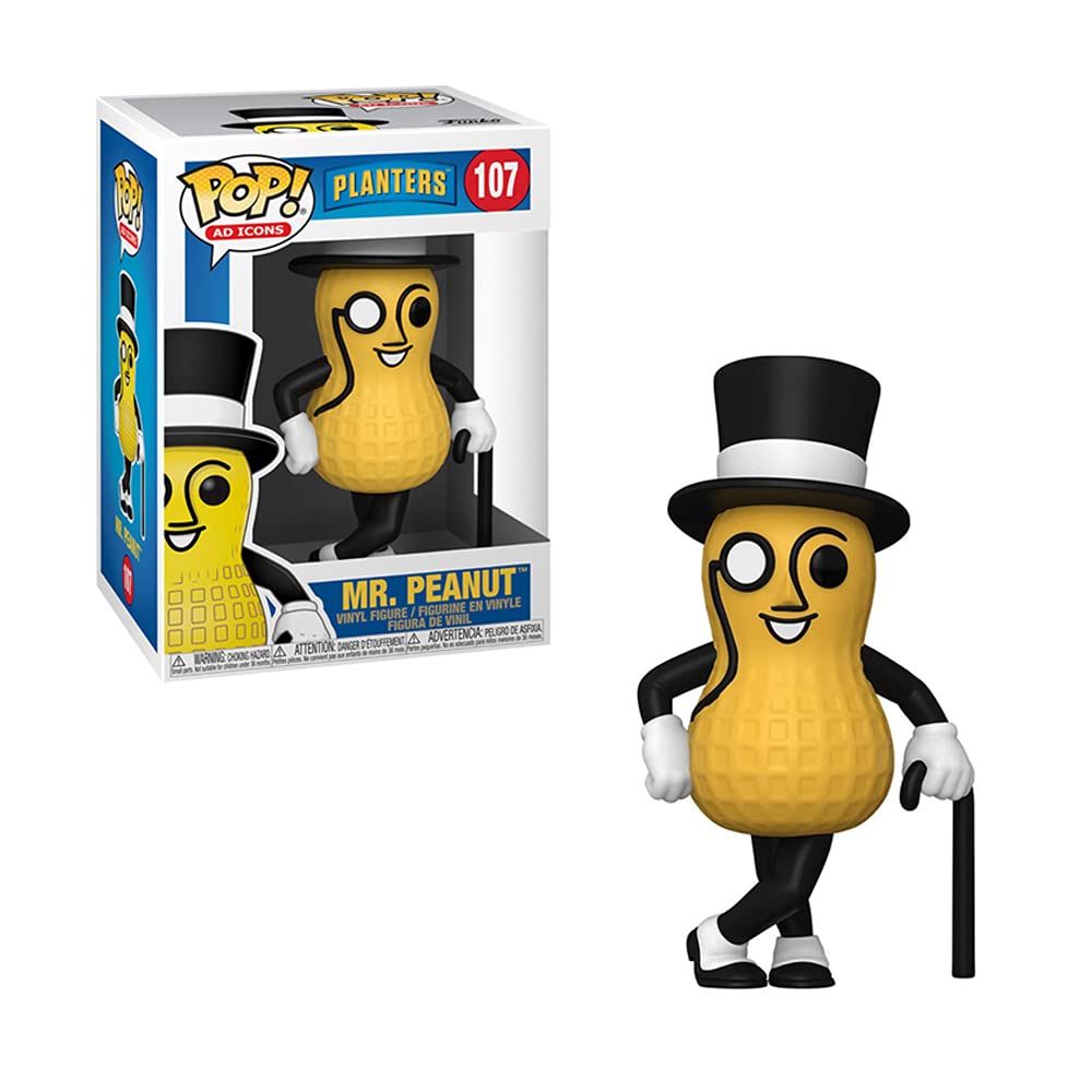 Funko Pop! Ad Icons Mr. Peanut Figure - Standard Size, Cream Plastic, Model 52924