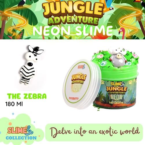 Finoclay 2 Slime Pack Neon Slime Kit For Girls Boys, Create With Kids Jungle Adventure Theme, Premade Slime Making Kit, 8 Slime