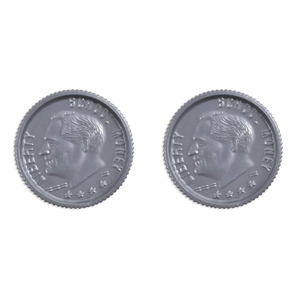 LEARNING ADVANTAGE Play Quarters - Set of 100 Plastic Coins - Designed and Sized Like Real US Currency - Teach Money Math With T