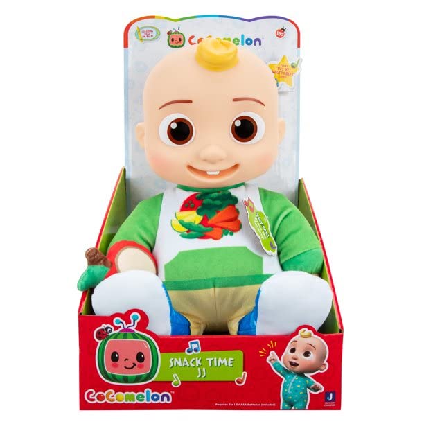 Cocomelon Official Musical Doll Collection, Soft Plush Body, Jj + Cody Sing Along Friends (Snack Time Jj)