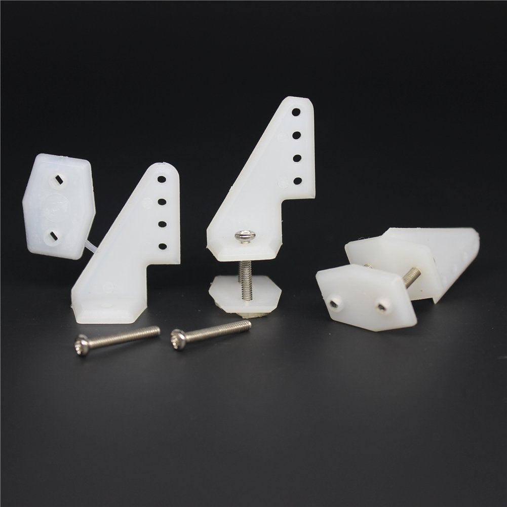 10 Sets Nylon Standard Control Horns W13xL18xH25mm 4 Holes with Screw for RC Airplane Parts KT Model Replacement