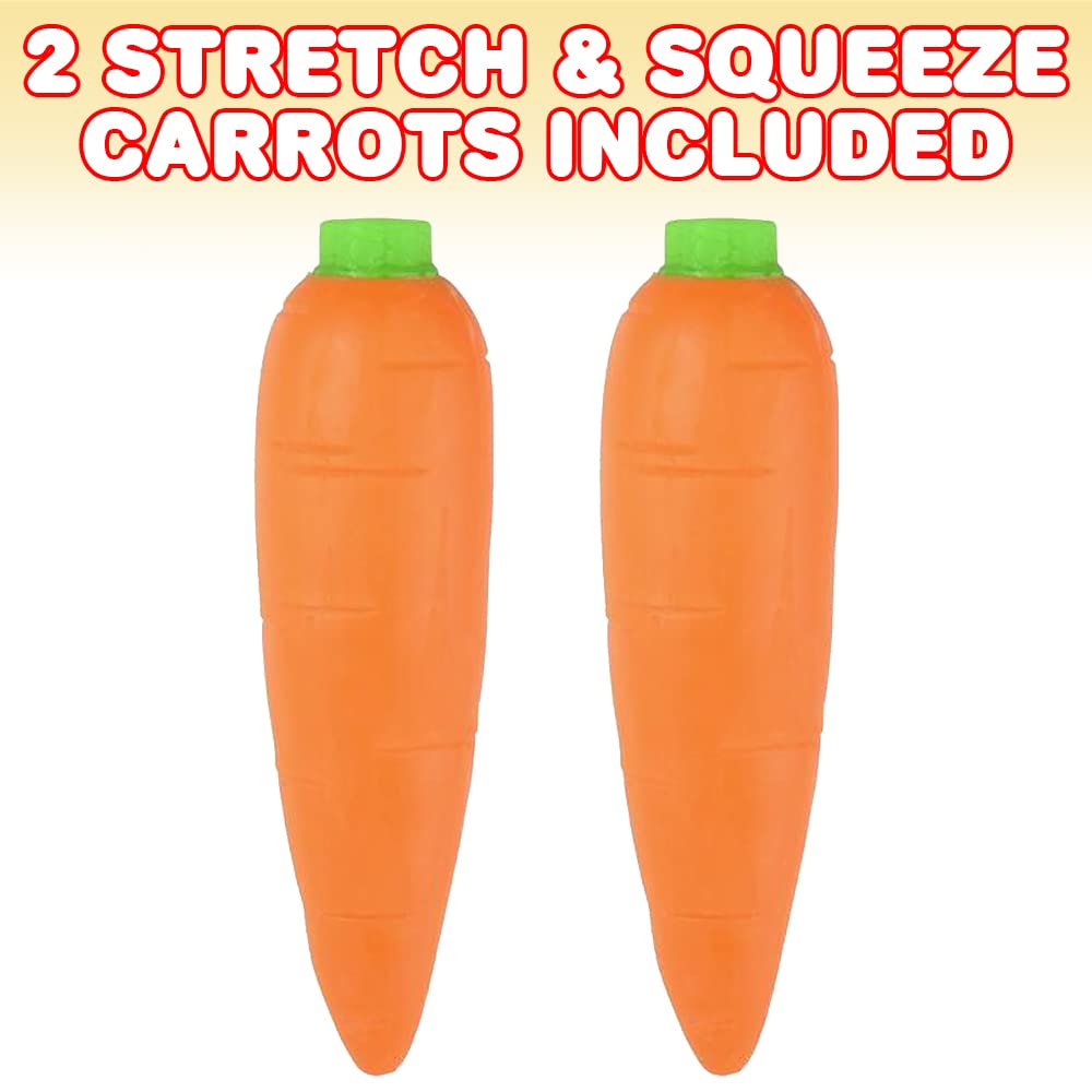 Artcreativity Stretchy Carrot Toys For Kids, Set Of 2, Stress Relief Fidget Sensory Toys For Autistic Children, Anxiety, And Adhd, Squeeze Toys Party Favors And Pretend Food Toys, Goodie Bag Fillers