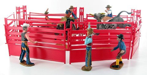 Newray Western Riders Bull Ring Rodeo Action Figure Playset (Either Blue or Red)