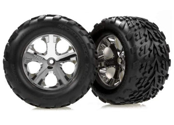 Traxxas 3668 Talon Tires Pre-Glued on 2.8'' Chrome All Star Wheels, Electric Rear (pair)