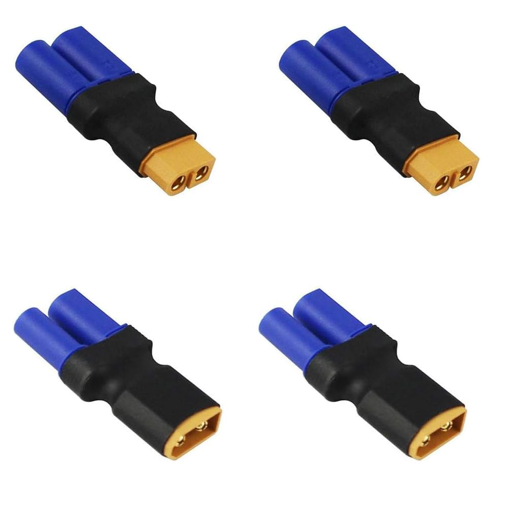 4pcs XT60 to EC5 Male Female Adapter, XT60 to Male Female EC5 Connector Adapter No Wires RC LiPo Battery Connectors