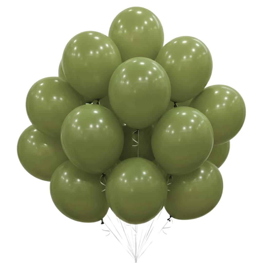 Wanna Party Olive Green Balloons 10 Inch Pack of 20 Avocado Green Latex for Garland Arch Baby Shower Birthday Party Decorations