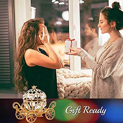 Matashi Gift For Her Cinderella Pumpkin Carriage 24K Gold Plated Crystal Cinderella Carriage, Decorative Table Centerpiece Cinderella Carriage- Perfect Valentine'S Day Gift For Women, Girlfriend, Wife