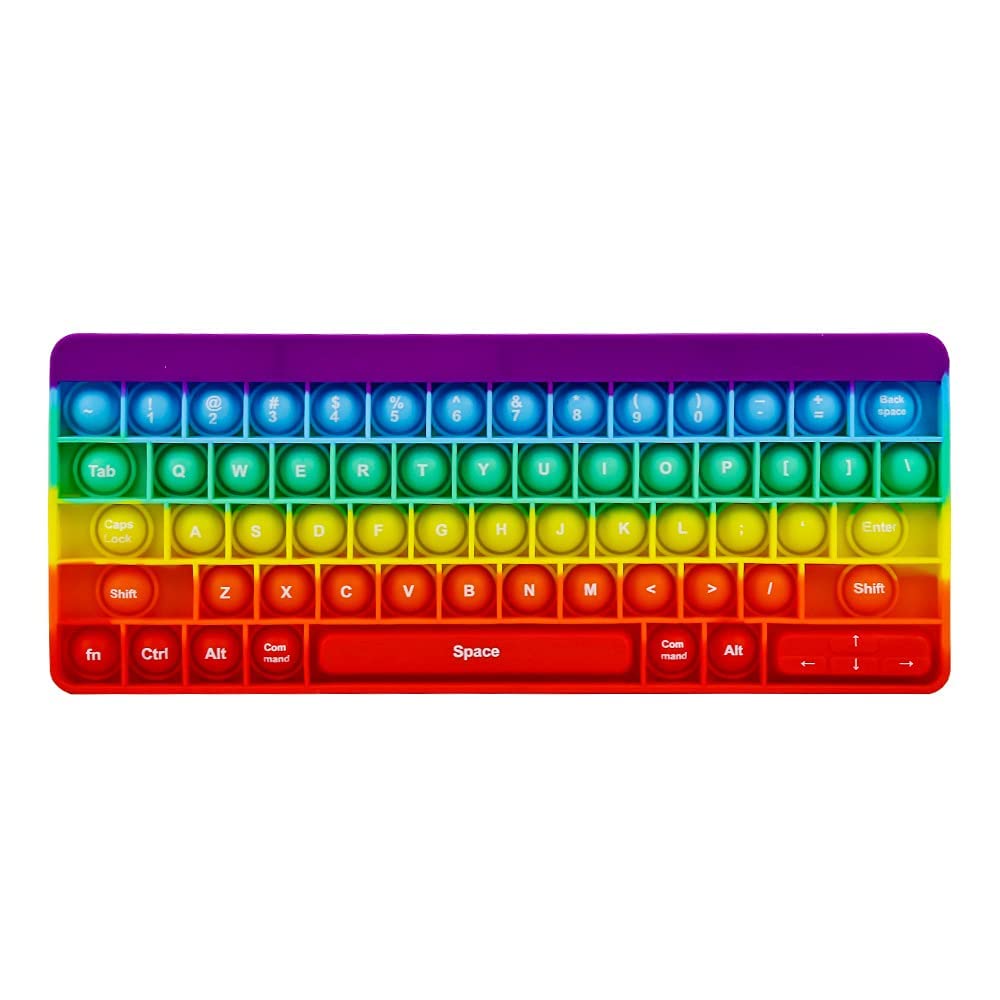 Push Toy Pop Bubble Fidget Sensory Toys Push It Pop Fidget Toys Rainbow Keyboard Shape, Pop Silicone Popper Toy Anxiety Stress Reliever Relief Autism Learning Materials Game Gift For Kids (Rainbow)