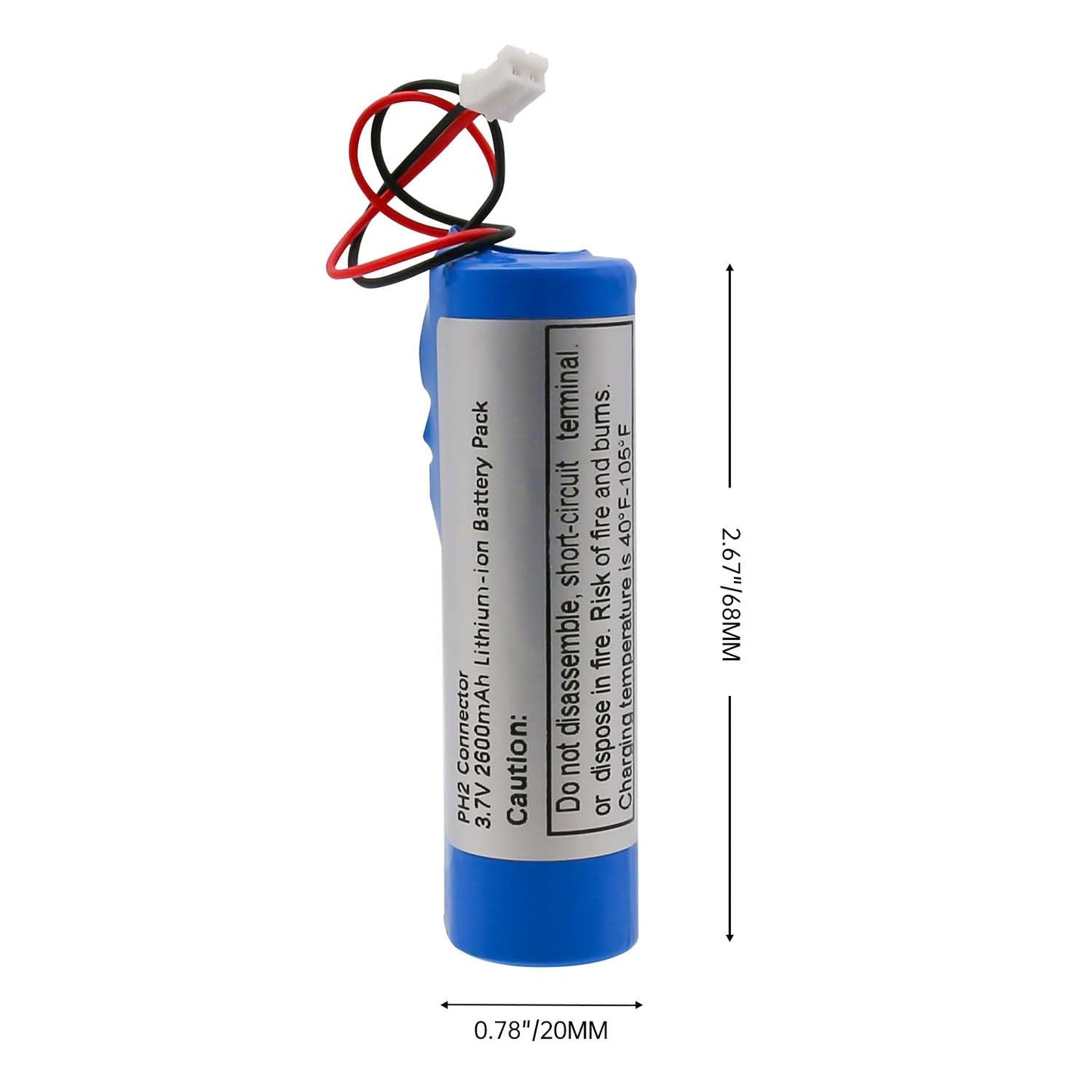 Qimoo Voice Amplifier Replacement Battery B0143KH9KG 3.7V 2600mAh Rechargeable Lithium-ion Battery with PH 2mm Connector