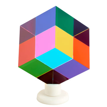 ZhuoChiMall CMY Color Cube with Rotating Stand 2.0 inch (50 mm) Acrylic Prism CmyCube with Base Office Desk Decoration Toys Science and Education Gift for Kids Silent Fidget Toys for mature-themed