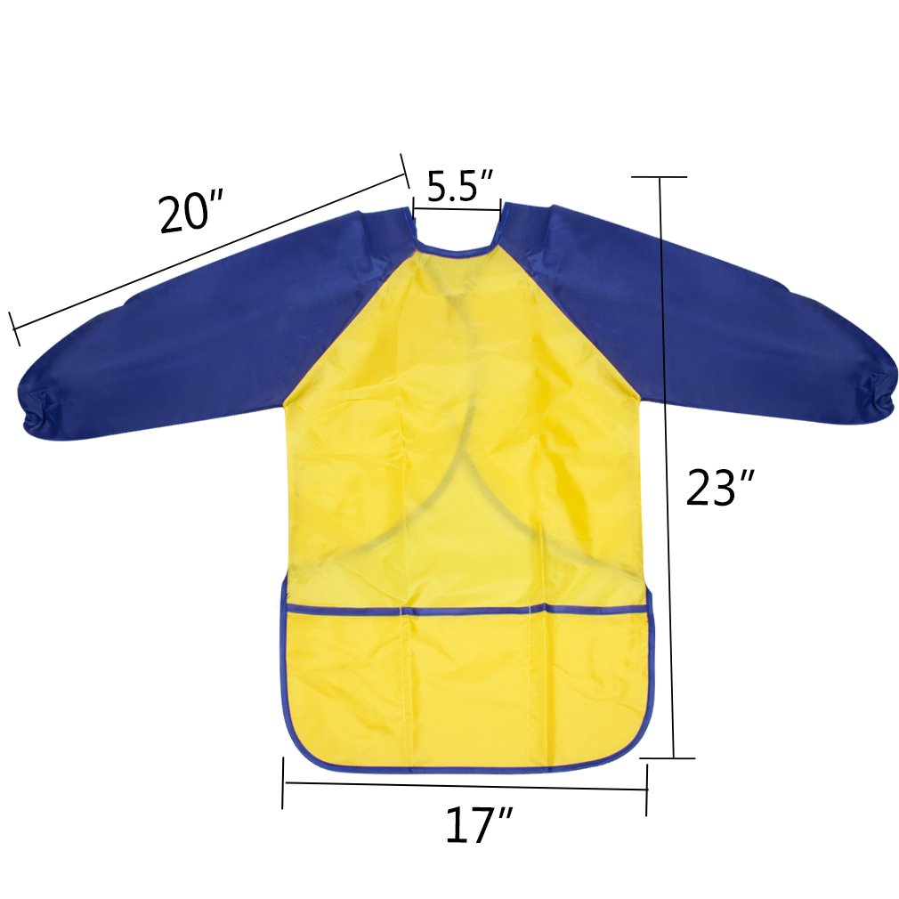 Bahaby 4 Pack Kids Art Smocks Painting Apron For Children Artist Smock With Long Sleeve And 3 Pockets For Age 3-8 Years