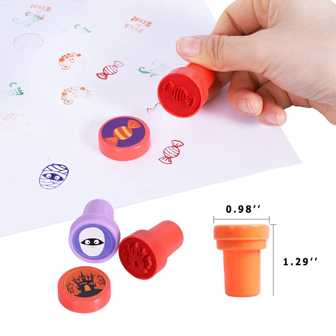 Max Fun 192Pcs Halloween Party Favors Toys Halloween Stamps Halloween Stickers For Kids Halloween Party Supplies, Goodies Bags, Classroom Game Reward Prizes(Halloween)