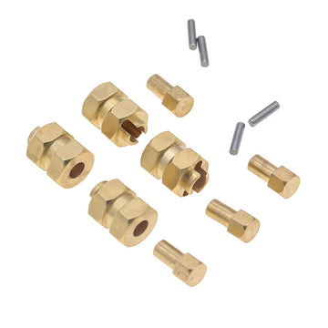 CODA RACING 4Pcs Brass Extended 7mm Hex Wheel Hubs 8mm Thick for AXIAL SCX24 Upgrades 1/24 RC Crawler Car+5mm