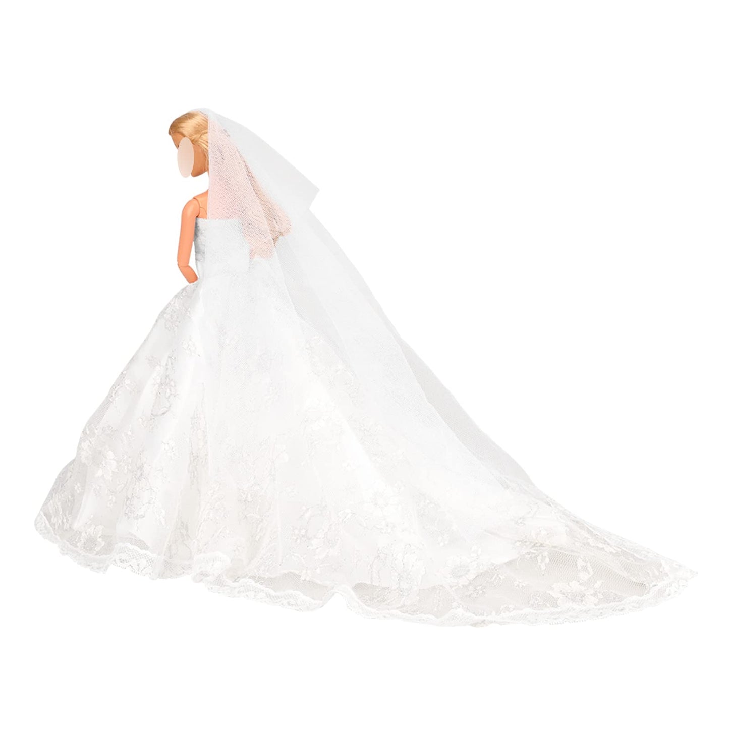 Barwa Wedding Dress With Veil White Princess Evening Party Clothes Wears Dress Outfit Set For 11.5 Inch Doll
