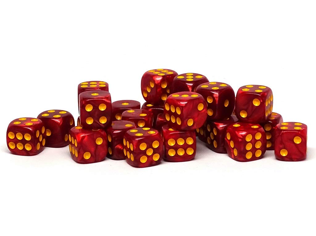 25 Count Pack of 12mm D6 Dice - Matching Collection of 6 Sided Dice with Pips (Fire Swirl)