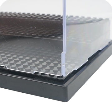 Minifigure Display Case - Black Base With 3-Tiered Steps, Eye-Catching Display Design And A Dash Of Magic - A Delight For Lego E