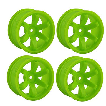 LAFEINA 75mm Rubber Tires and 6 Spokes Green Plastic Wheel Rims for 1/10 Scale HSP 94123 HPI Kyosho Tamiya RC On Road Car 1:16 R