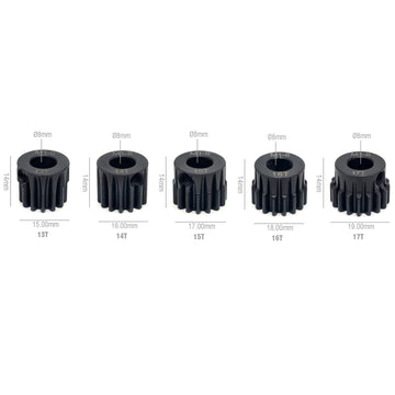 KingVal Replacement 5PCS M1 8mm 13T 14T 15T 16T 17T Steel Pinion Motor Gear Compatible with 1/5 RC Car Brushed Brushless Motor
