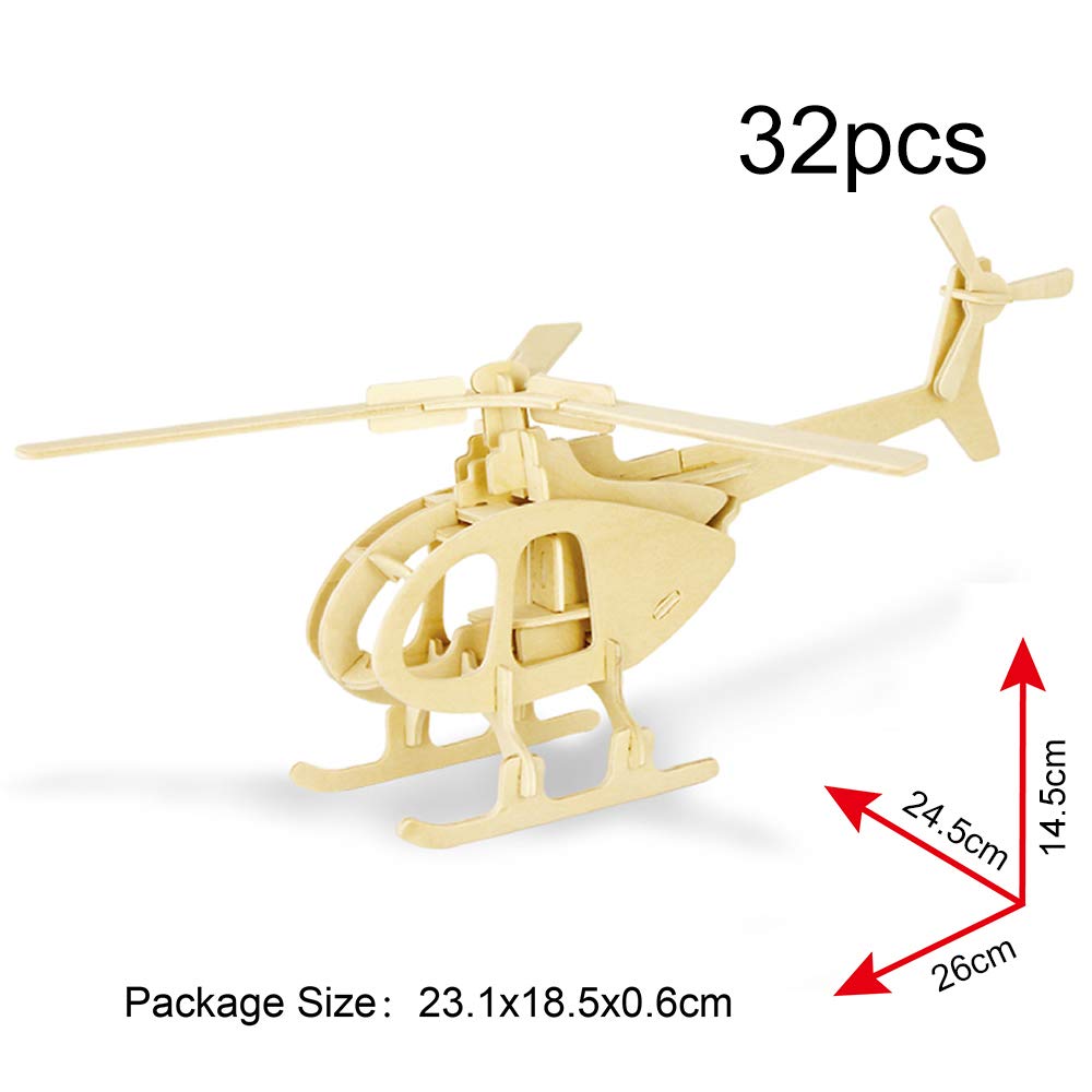 Georgie Porgy 3D Wooden Puzzles For Kids Toys Construction Woodcraft Kits Diy Model Puzzle Kits Birthday Gifts Pack Of 3 (Biplane Helicopter Civil Airplane)