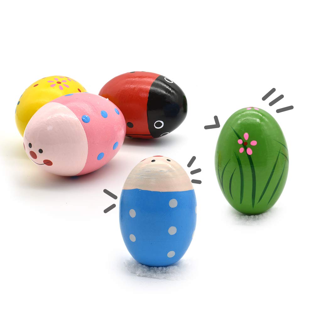 Hayder Wooden Easter Eggs Shakers Toys Maracas Kids Hand Shakers Percussion Musical For Party Favors, Classroom Prize Supplies,