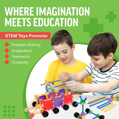 STEM Master Educational Building Blocks Kit, 176 Pieces, Multicolor - Perfect Easter Basket Stuffers for Kids Ages 4-8