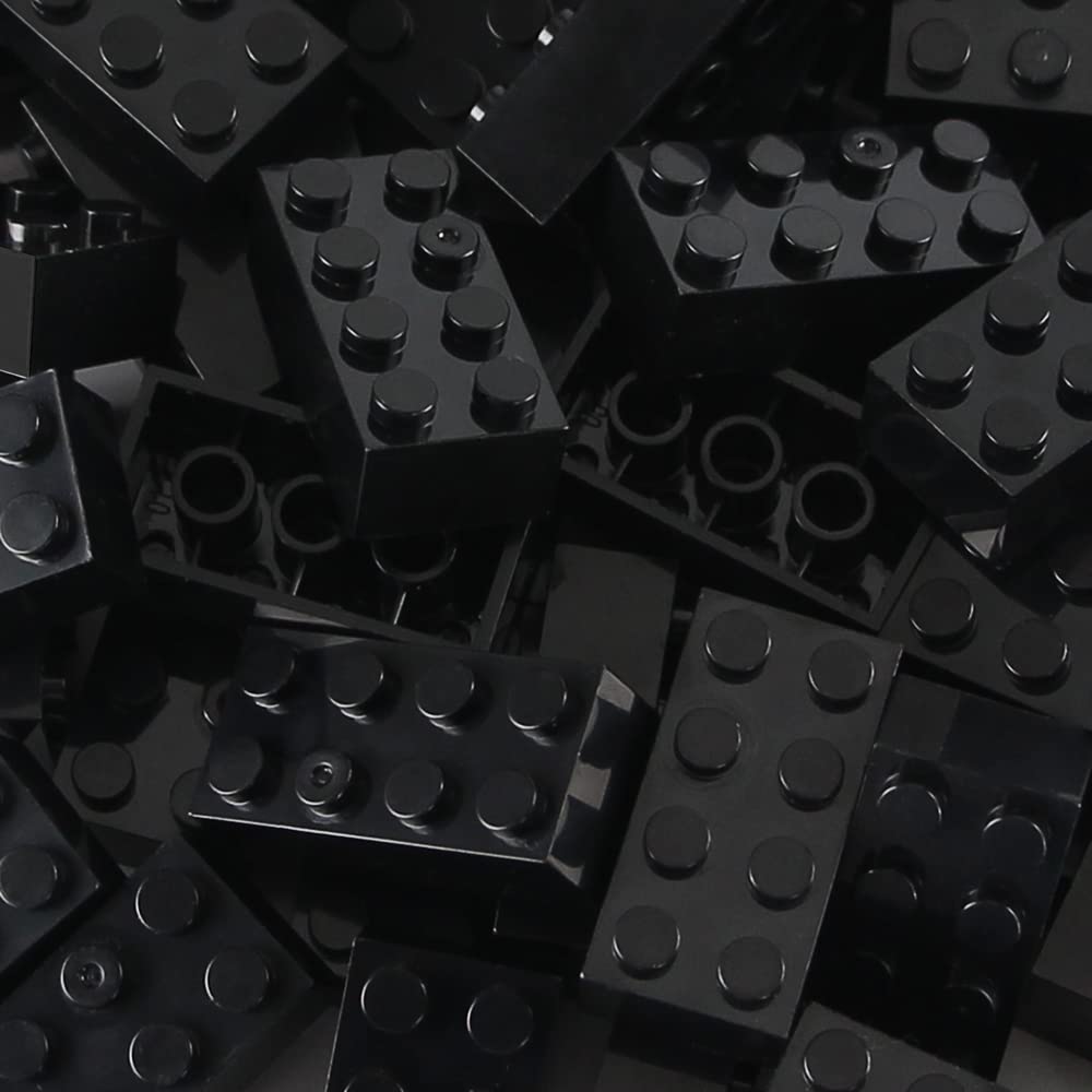 Feleph 100Pcs 2X4 Bricks Black Pieces Parts Classic Building Creative Play Blocks Set Parts Toy Accessories Compatible With 3001 Major Brick Brands