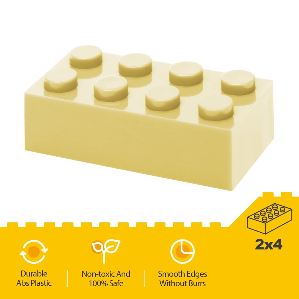Unirolic Classic Building Bricks, 100 Piece 2X4 Building Blocks Stem Creative Building Toys Compatible With All Major Brands, Moc Building Bricks Diy Play Set For Kids(Sand)