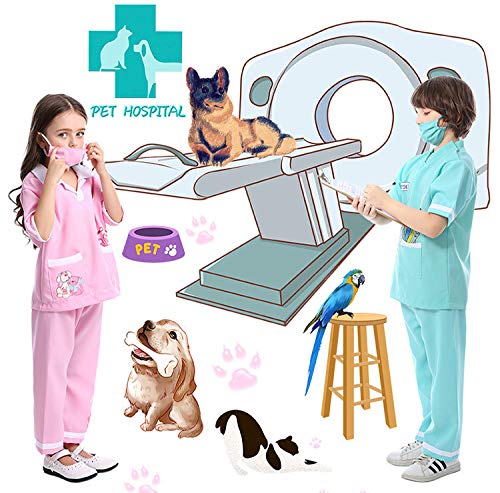 Lontakids Kids Animal Doctor Role Play Costume Veterinarian Pretend Play Dress Up Set With Medical Kit (6-8 Years, Pink)