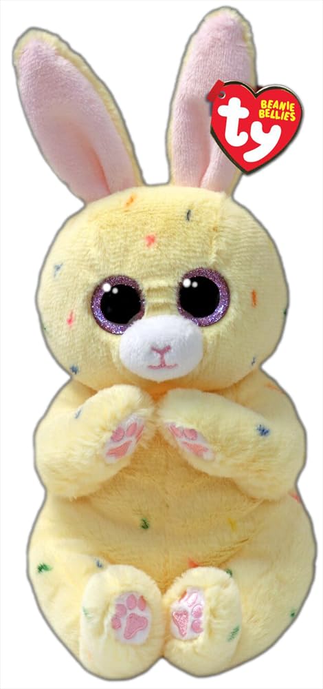 Ty Beanie Bellies Yellow Easter Bunny Plush Toy - 6" Small - Model 14215