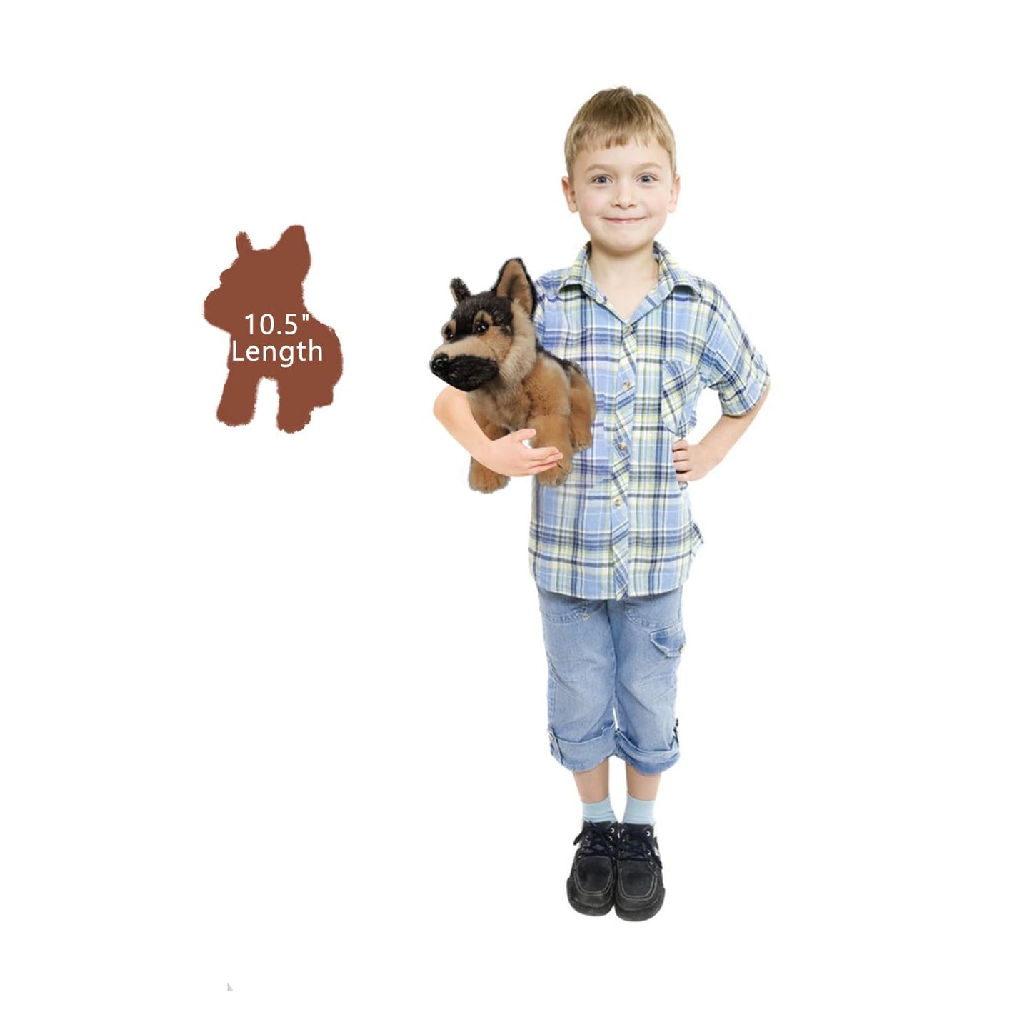 Niuhoulu German Shepherd Stuffed Animal,Realistic Soft Cuddly Dog Toy For Kids,Huggable And Non-Shedding Puppy Plush,Birthday Gi