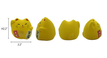 Edoya Maneki Neko Daruma (Set Of 6) Japanese Multicolor Good Luck Cat Figurine Charms Set (2.2X2.2 Inch)