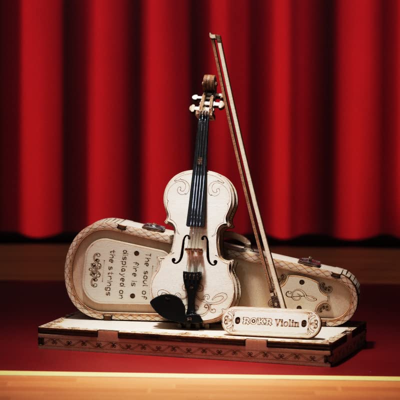 Rokr Wooden 3D Puzzles For Adults Violin, Musical Instrument Model Kit 3D Puzzles For Teens And Kids To Build, Desk Decor/Diy Ho