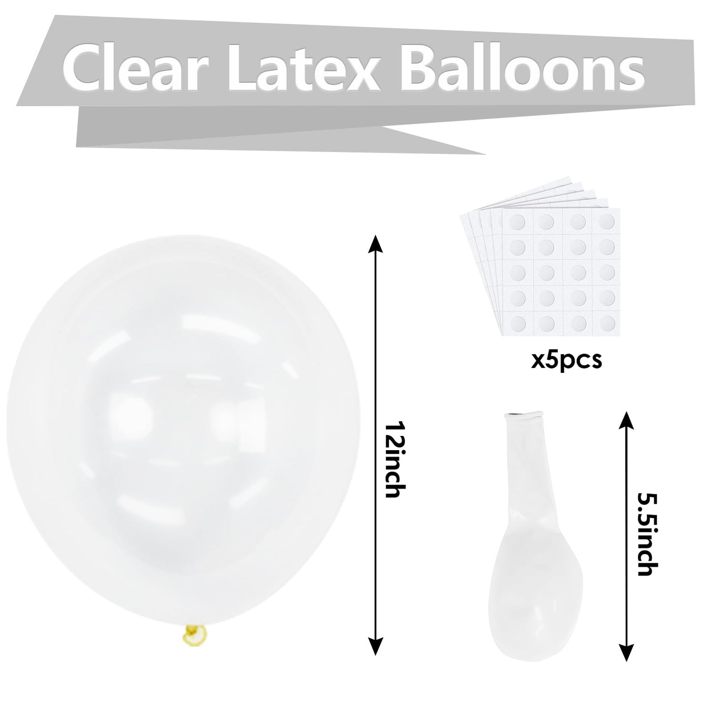 Bezente Clear Balloons Latex Party Balloons - 100 Pack 12 Inch Round Helium Transparent Balloons For Wedding Baby Shower Birthda