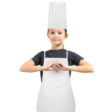 Sntieecr 24 Pieces Kids Apron and Chef Hat Set, Adjustable Kids White Non Woven Fabric Chef Hats Skin-friendly Child Apron for K