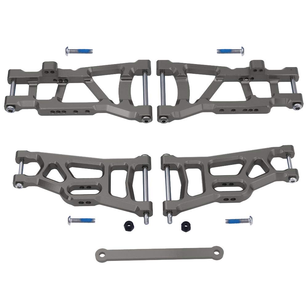 HobbyPark Aluminum Suspension Arms Set (Front & Rear), w/Tie Bar for 1/10 Traxxas Slash 2WD RC Car Upgrade Parts Hop Ups, Replac