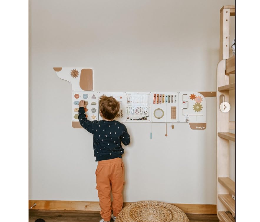 Beright Dog Activity Wall Busy Board Panels, Montessori Sensory Toys, Toddler Learning Activity Center, Perfect For Toddler Playroom & Children'S Daycare, White