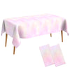2 Pack Pastel Rainbow Tablecloth Disposable Plastic Table Covers Pastel Rainbow Party Decorations Watercolor Party Table Cloths