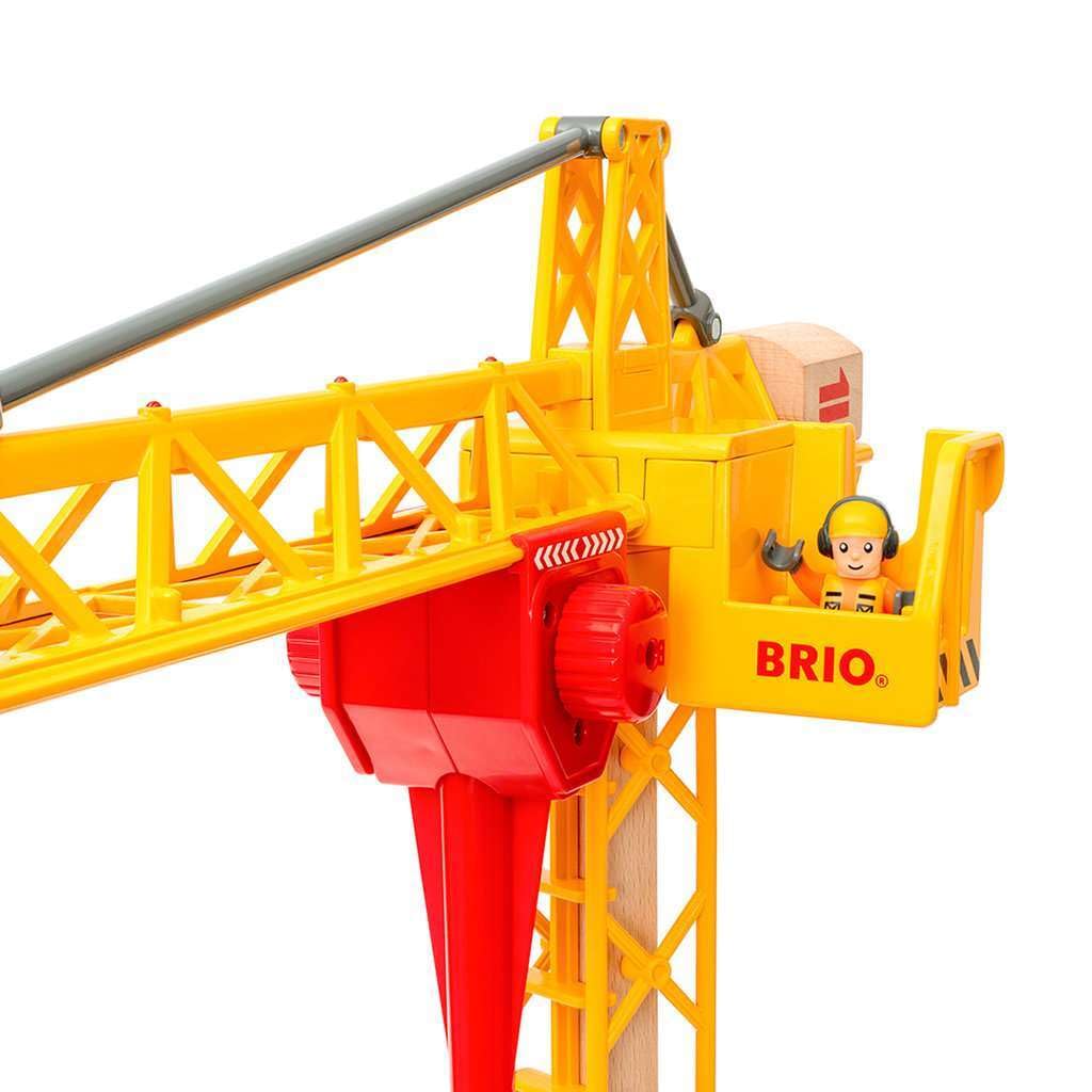 Brio 33835 Construction Crane With Lights | Premium Wooden Toy Train Set | Ideal For Kids Age 3 And Up | Built With Sustainable Materials | Yellow