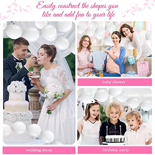 Meanplan 100 Pcs Link Balloon Linking Balloon Latex Linkable Balloons Connected Wedding Party Decoration(White,12 Inch)