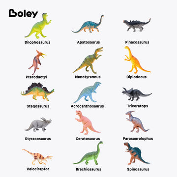 Boley Monster (15-Pack) Large 7' Toy Dinosaurs Set - Enormous Variety Of Authentic Type Plastic Dinosaurs - Great As Dinosaur Party Supplies, Birthday Party Favors, And More